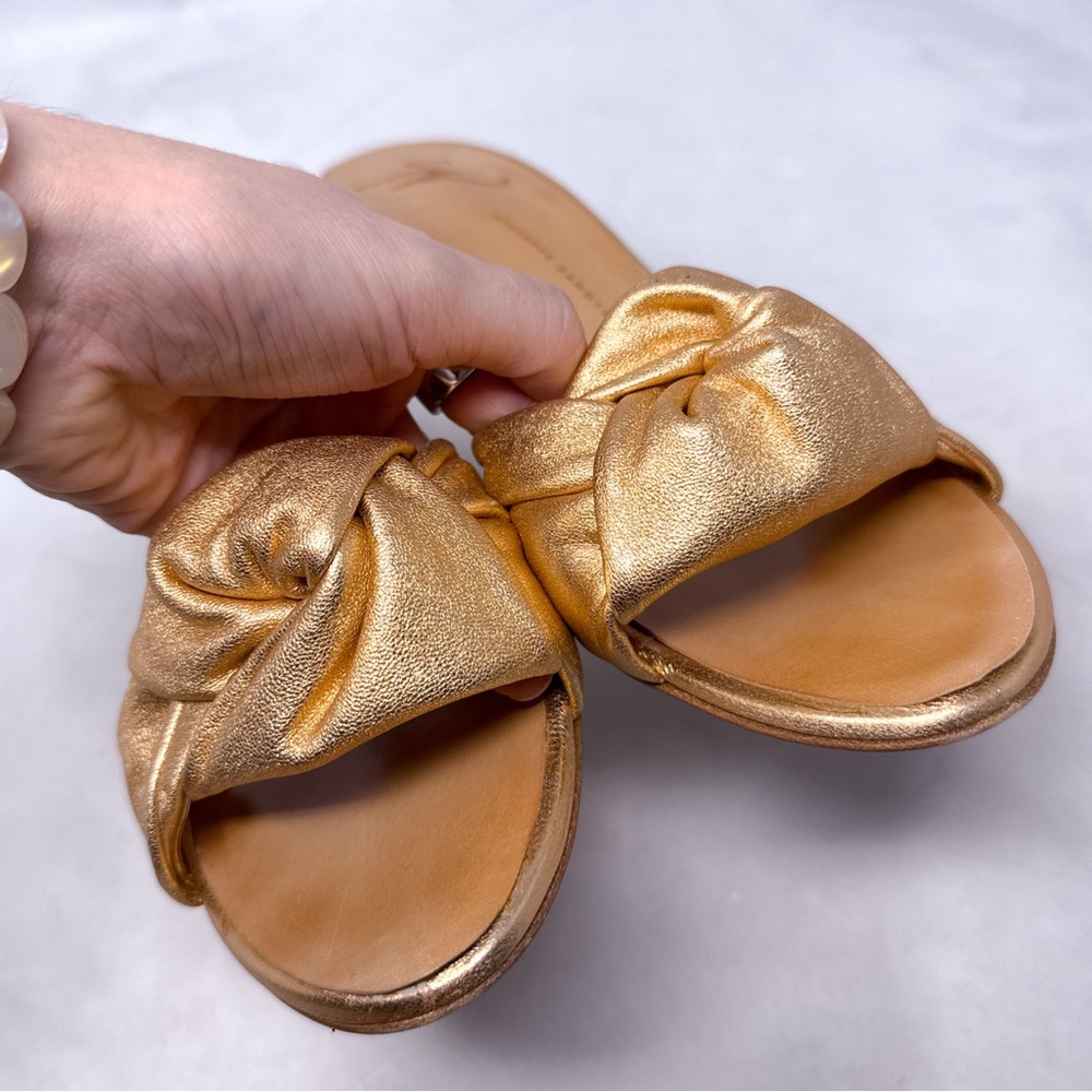 Giuseppe Zanotti Vintage Y2K Taz 70 Rose Gold Leather Knot Mule Sandal Heels 40 - Picture 5 of 16